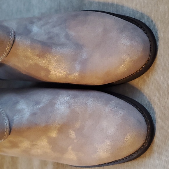 Lucky Brand Metallic Beige Soft Suede Faux Fur Cordeena Ankle Boots Size 11 NWOT - Picture 11 of 12